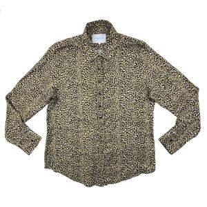 The Shirt Rochelle Behrens Signature Leopard Print Blouse Brown Pink Women Large